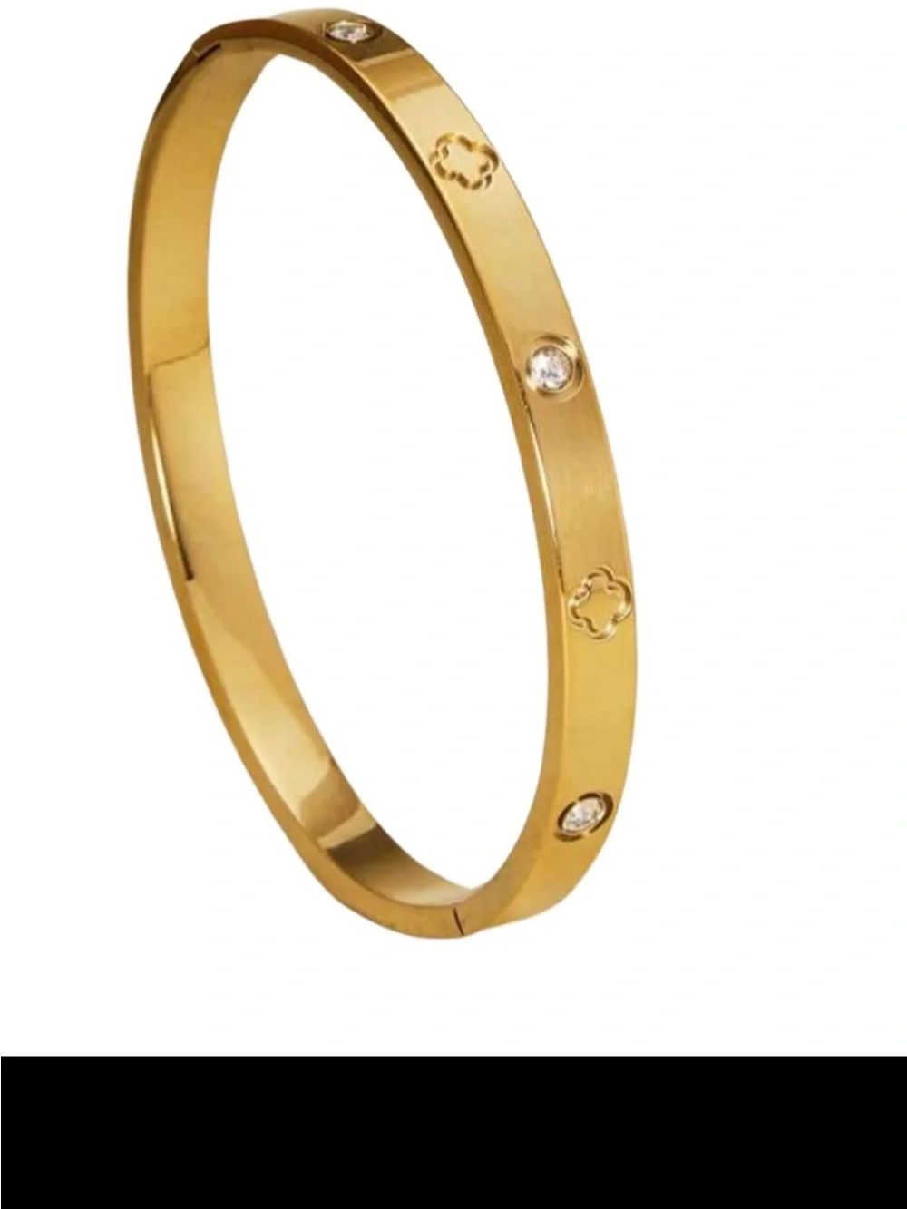 STAX Gold Four Leaf Clover Hinged Bracelet - Picture 2 of 4